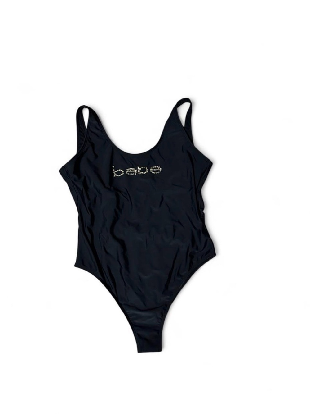 BEBE L Black one piece rhinestone swimsuit